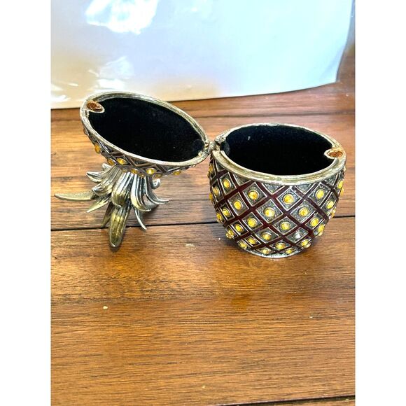 Jeweled Pineapple Magnetized Hinged-Top Trinket Holder, Magnetic - Picture 6 of 6